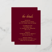 金エレガント箔ブルガン結婚ディのエンクロージャカード 箔招待状ポストカード (正面/裏面)