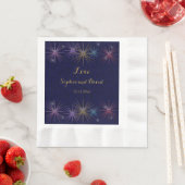 金エレガント箔ブルーグリッター結婚ズ 縁ありランチョンナプキン (インサイチュ)