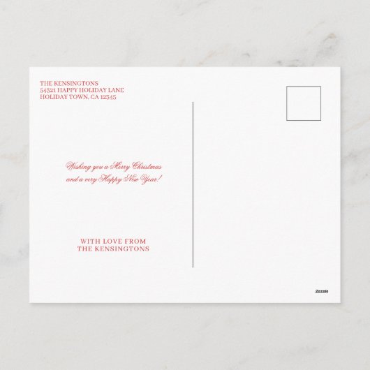 金エレガント箔ホリーメリーク結婚したリスマス シーズンポストカード (裏面)