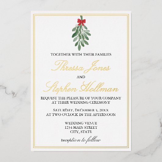 金エレガント箔ミスタントー結婚式招待状 箔招待状 (正面)