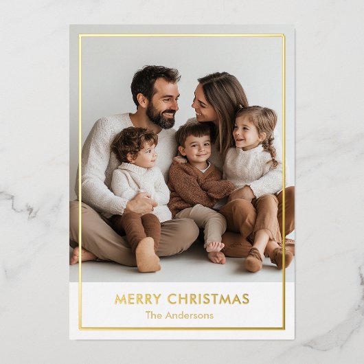 金エレガント箔メリークリスマスパーソナライズされた 箔招待状 (正面)