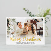 金エレガント箔メリークリスマスファミリー写真 箔シーズンカード (立ち正面)