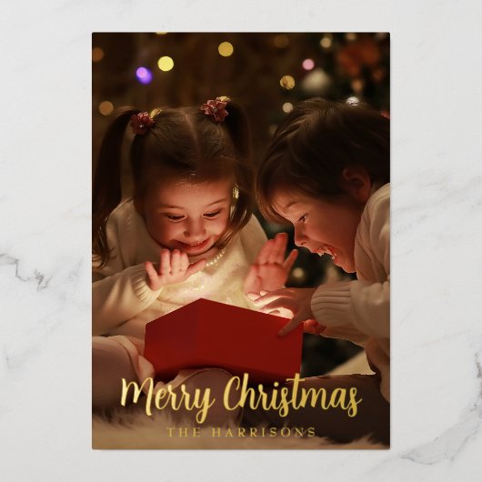 金エレガント箔メリークリスマスホリデーカード 箔シーズンカード (正面)