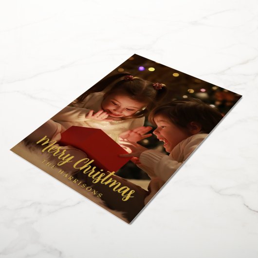 金エレガント箔メリークリスマスホリデーカード 箔シーズンカード (回転した状態)