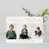 金エレガント箔メリークリスマスホリデーカード 箔シーズンカード (立ち正面)