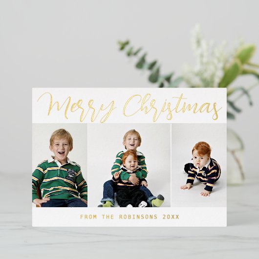 金エレガント箔メリークリスマスホリデーカード 箔シーズンカード (立ち正面)