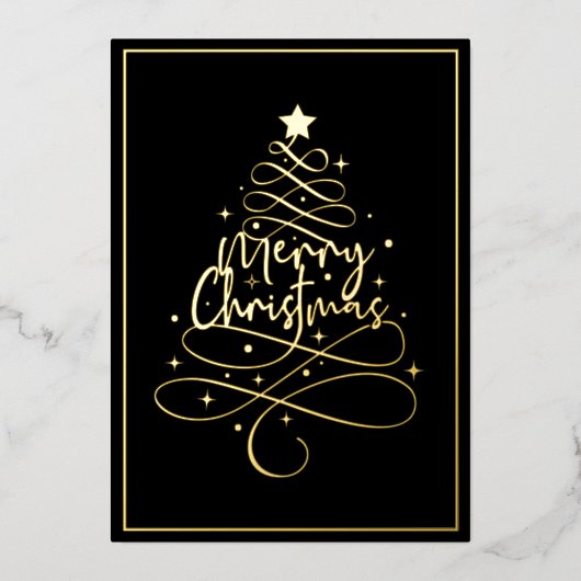 金エレガント箔メリークリスマス 箔シーズンカード (正面)