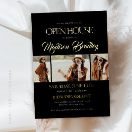 金エレガント箔モダンの卒業招待状 箔招待状