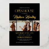 金エレガント箔モダンの卒業招待状 箔招待状 (正面)