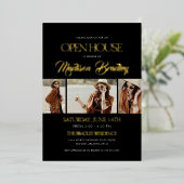 金エレガント箔モダンの卒業招待状 箔招待状 (立ち正面)