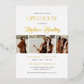 金エレガント箔モダンの卒業発表 箔招待状 (正面)