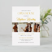 金エレガント箔モダンの卒業発表 箔招待状 (立ち正面)