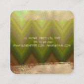 金エレガント箔モダンブラシストローク、ジグザグザ スクエア名刺 (裏面)