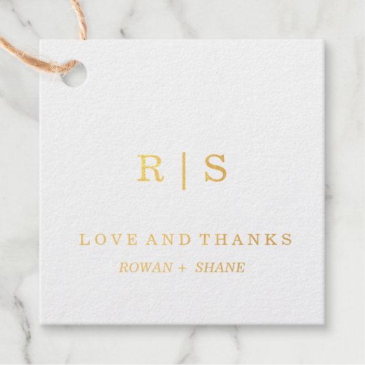 金エレガント箔モノグラムメッセージカード フェイバータグ (正面)