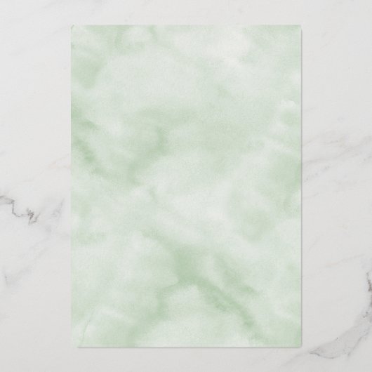 金エレガント箔ユーカリプトゥスモノグラム結婚ズ 箔招待状 (裏面)