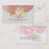 金エレガント箔ヨガ瞑想ポーズ&オムシンボル 名刺 (正面/裏面)