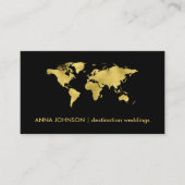 金エレガント箔ワールドマップグローバル旅行代理店 名刺 (正面)
