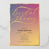 金エレガント箔勾配ブライダルシャワー開始 箔招待状 (正面)