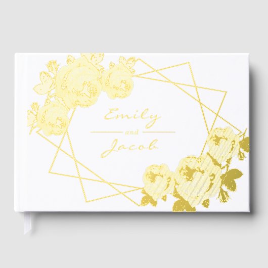 金エレガント箔幾何模様フローラ ゲストブック (正面)