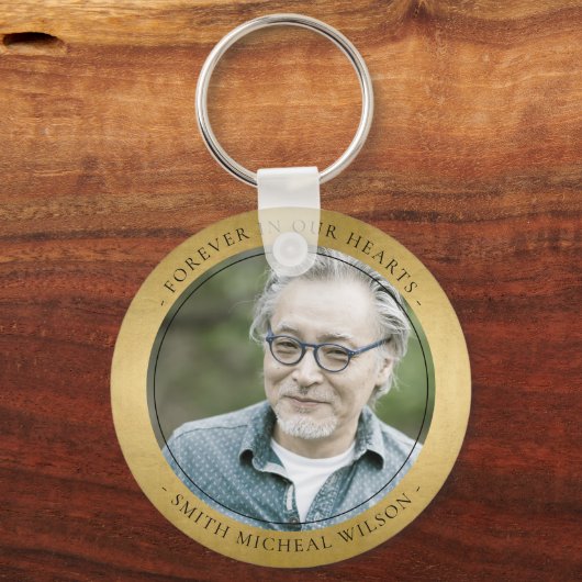 金エレガント箔悔やみや弔慰メモリアルフォトマグネット キーホルダー (正面)