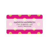 金エレガント箔水玉模様パターン – 金ゴールドとピンク ラベル (正面)