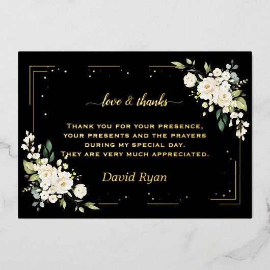 金エレガント箔確認サンキューカード 箔招待状 (正面)