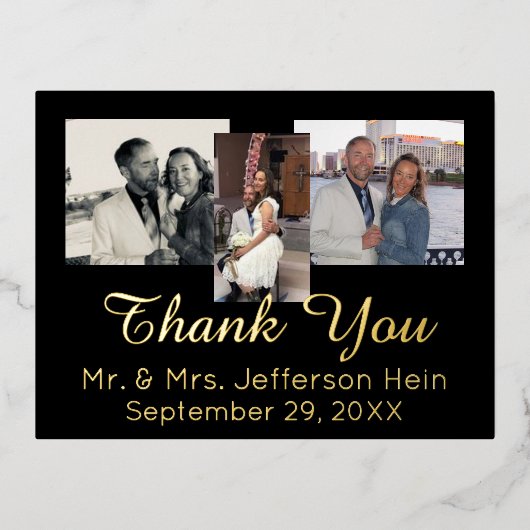 金エレガント箔結婚ありがとう 箔シーズンポストカード (正面)