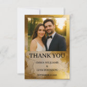 金エレガント箔結婚の写真サンキューカード サンキューカード (正面)