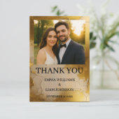 金エレガント箔結婚の写真サンキューカード サンキューカード (スタンド正面)