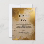 金エレガント箔結婚の写真サンキューカード サンキューカード (裏面)