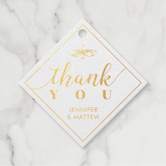金エレガント箔結婚の感謝メッセージカード フェイバータグ (正面)