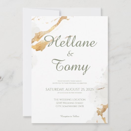 金エレガント箔結婚式招待状 招待状 (正面)