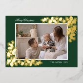 金エレガント箔2フォトクリスマスホリデーカード 箔招待状 (正面)