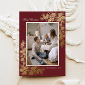 金エレガント箔2フォトクリスマスホリデーカード 箔招待状