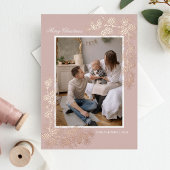 金エレガント箔2フォトクリスマスホリデーカード 箔招待状