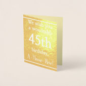 金エレガント箔45th誕生日グリーティングカード 箔カード (正面)