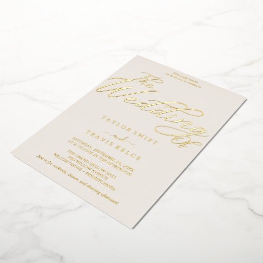 金エレガント箔 | アイボリーフレ結婚ーム 箔招待状 (回転した状態)