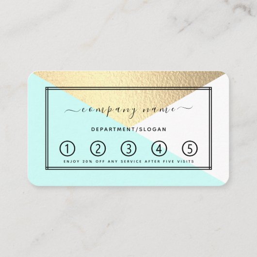 金エレガント箔&アクア幾何モダンスタイル ロイヤリティカード (裏面)