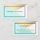 金エレガント箔&アクア幾何モダンスタイル 名刺 (正面/裏面)