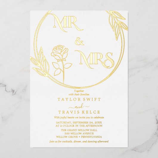 金エレガント箔 | エメラルドのミセス結婚ズ 箔招待状 (正面)