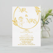 金エレガント箔 | エメラルドのミセス結婚ズ 箔招待状 (立ち正面)