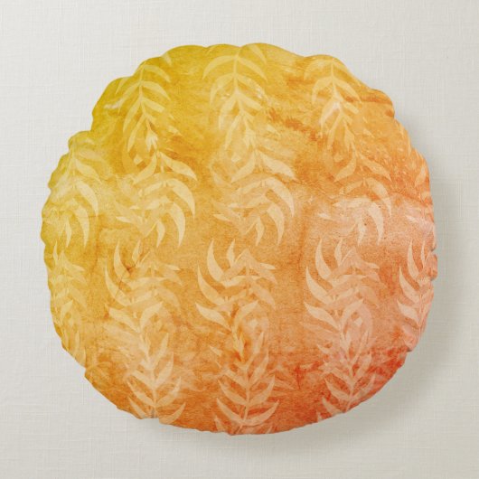 金エレガント素朴属カラフル葉模様 ラウンドクッション (正面)