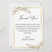 金エレガント緑の感謝してい植物体結婚の ノートカード (正面)