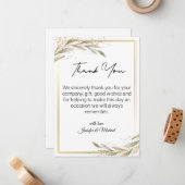 金エレガント緑の感謝してい植物体結婚の ノートカード (正面/裏面インサイチュ)