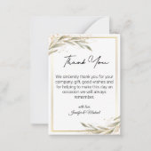 金エレガント緑の感謝してい植物体結婚の ノートカード (正面)