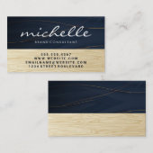 金エレガント線 | 木目 名刺 (正面/裏面)