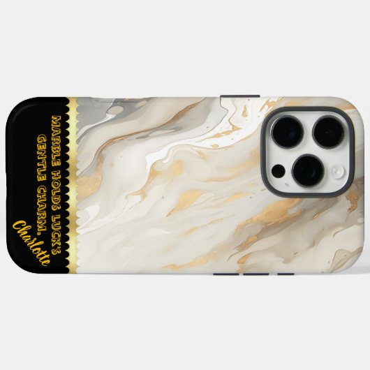 金エレガント色のアクセントが流れる大理石のテクスチャ Case-Mate iPhoneケース (裏面 (横))