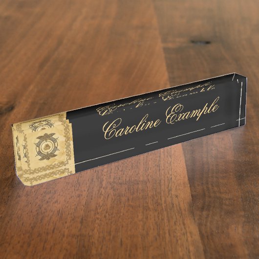 金エレガント色のケルト結び目模様。 デスクネームプレート (側面)