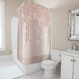 金エレガント色のピンクと光沢のあるグリッター シャワーカーテン