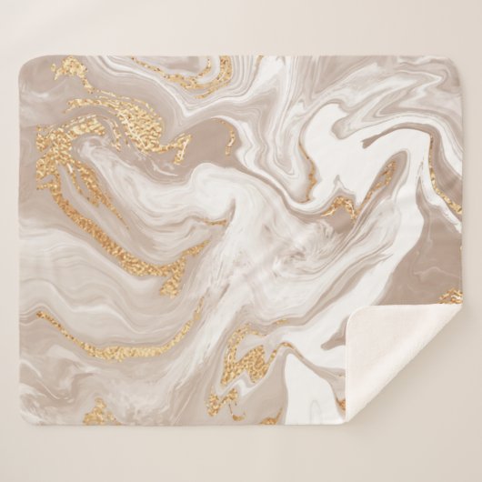 金エレガント色のベージュ色の液体大理石でグリッター シェルパブランケット (正面(横))